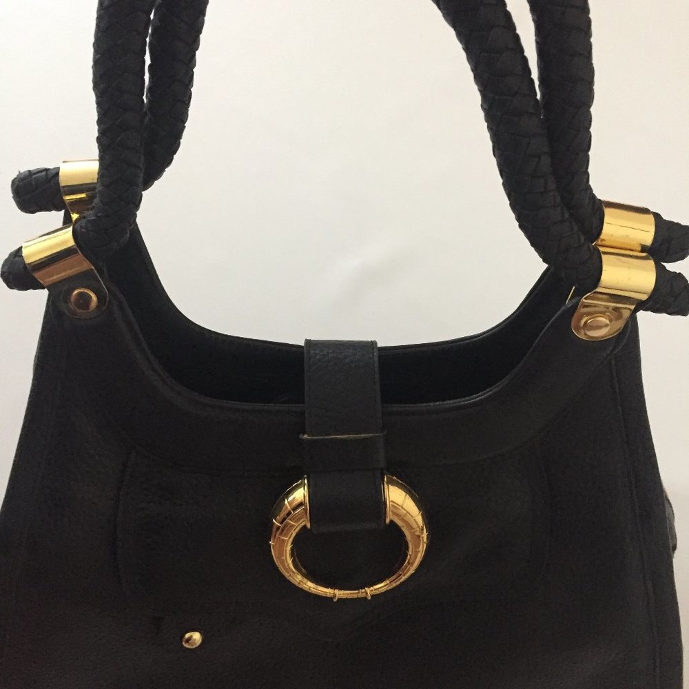 Besso Black Handbag With Gold Hardware